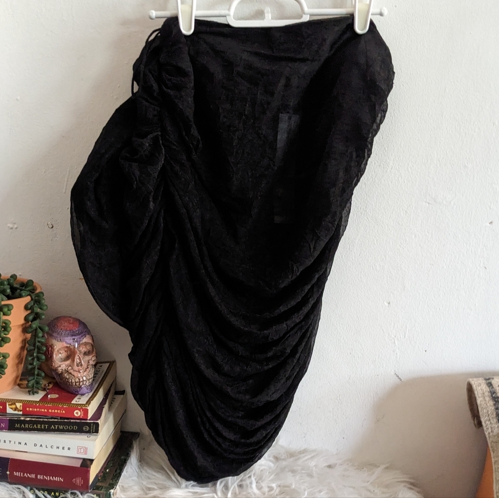 Les Chiffoniers Vintage French Designer Silk Chiffon Ruched Skirt XS